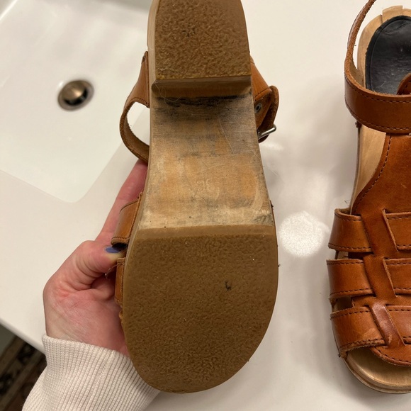 Swedish Hasbeens Grunge High Brown Clog Sandal size 36 - Picture 3 of 5